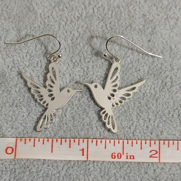 Elegant Silver Bird Earrings - Picture 2 of 2
